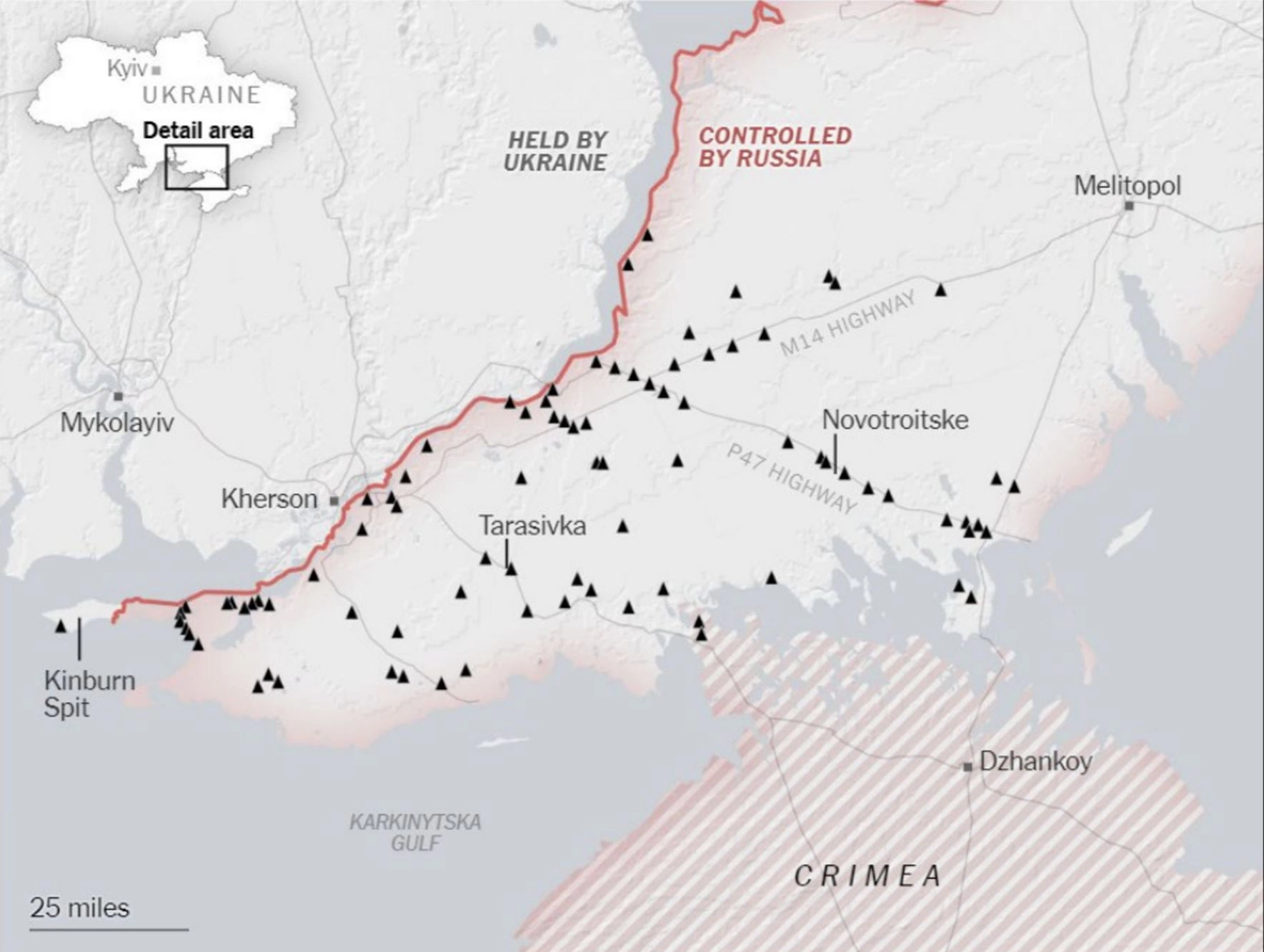 The system of defense fortifications on the territory of the Kherson region occupied by Russian troops  