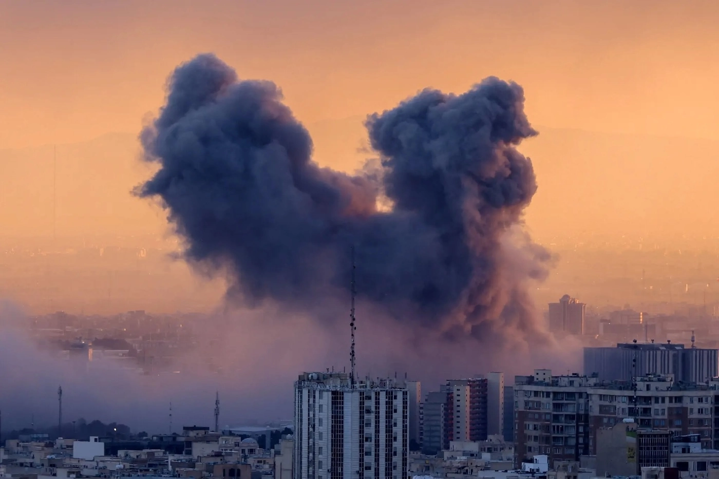 A plume of smoke rises after a strike on Tehran on Tuesday, Mar. 3, 2026. Photo: AFP